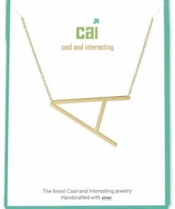 CAI Gold Medium Sideways Initial Necklace Jewelry