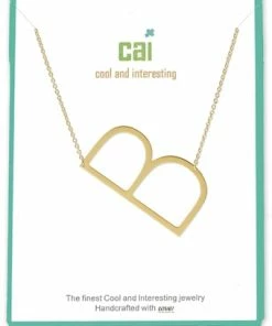 CAI Gold Medium Sideways Initial Necklace Jewelry
