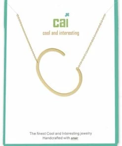 CAI Gold Medium Sideways Initial Necklace Jewelry