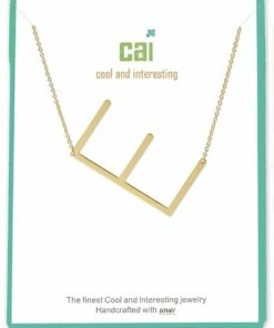 CAI Gold Medium Sideways Initial Necklace Jewelry