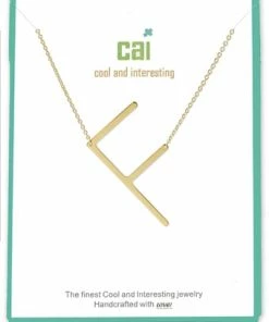 CAI Gold Medium Sideways Initial Necklace Jewelry