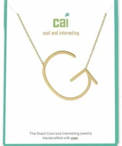 CAI Gold Medium Sideways Initial Necklace Jewelry