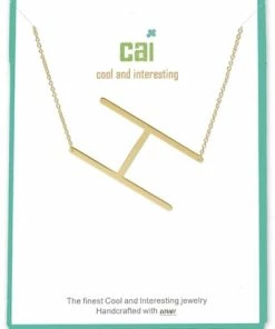 CAI Gold Medium Sideways Initial Necklace Jewelry