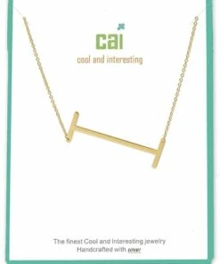 CAI Gold Medium Sideways Initial Necklace Jewelry