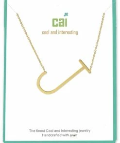 CAI Gold Medium Sideways Initial Necklace Jewelry