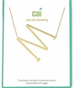CAI Gold Medium Sideways Initial Necklace Jewelry