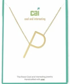 CAI Gold Medium Sideways Initial Necklace Jewelry