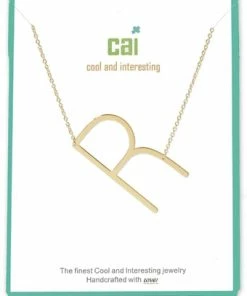 CAI Gold Medium Sideways Initial Necklace Jewelry