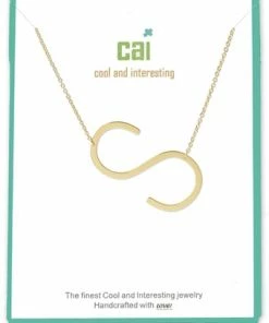 CAI Gold Medium Sideways Initial Necklace Jewelry