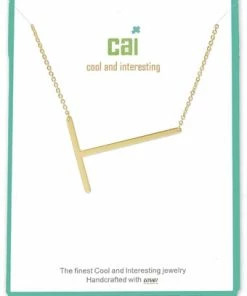 CAI Gold Medium Sideways Initial Necklace Jewelry