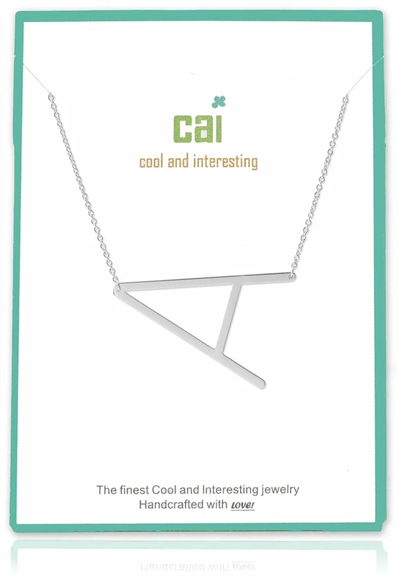 CAI Jewelry Silver Medium Sideways Initial Necklace