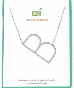 CAI Jewelry Silver Medium Sideways Initial Necklace