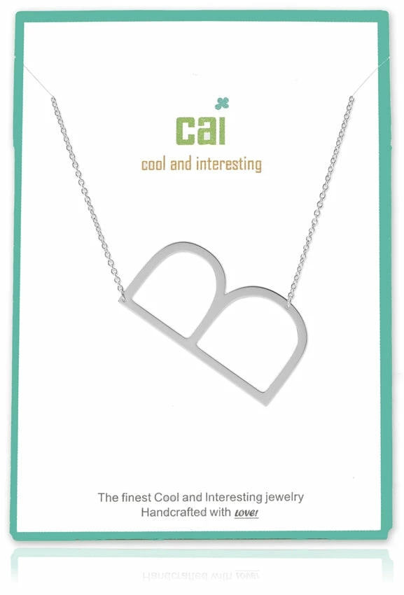CAI Jewelry Silver Medium Sideways Initial Necklace