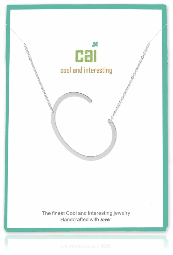 CAI Jewelry Silver Medium Sideways Initial Necklace