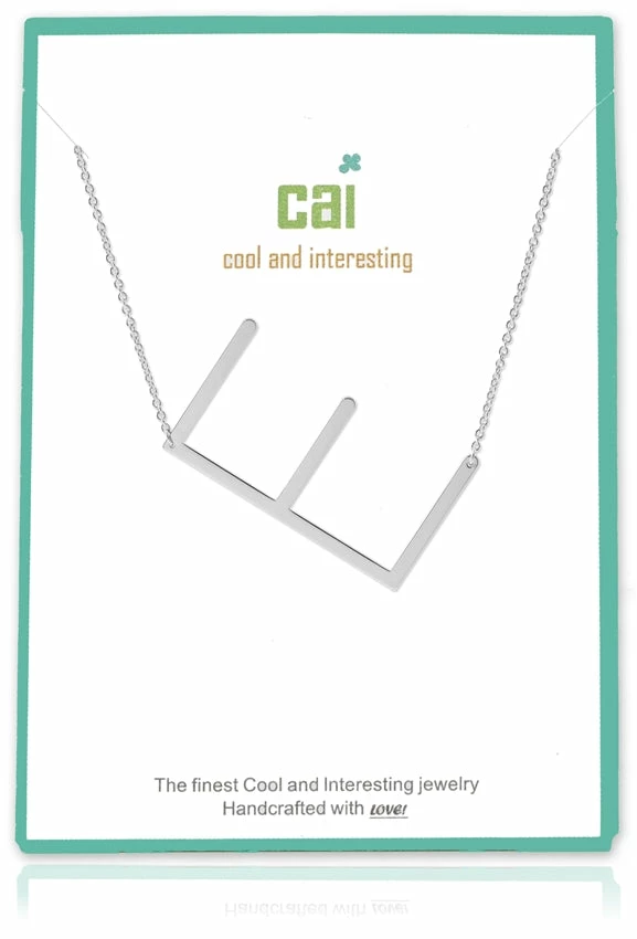 CAI Jewelry Silver Medium Sideways Initial Necklace
