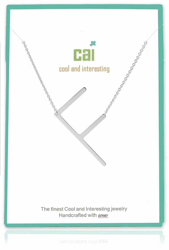CAI Jewelry Silver Medium Sideways Initial Necklace