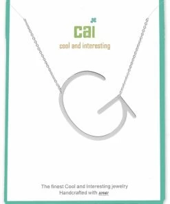 CAI Jewelry Silver Medium Sideways Initial Necklace