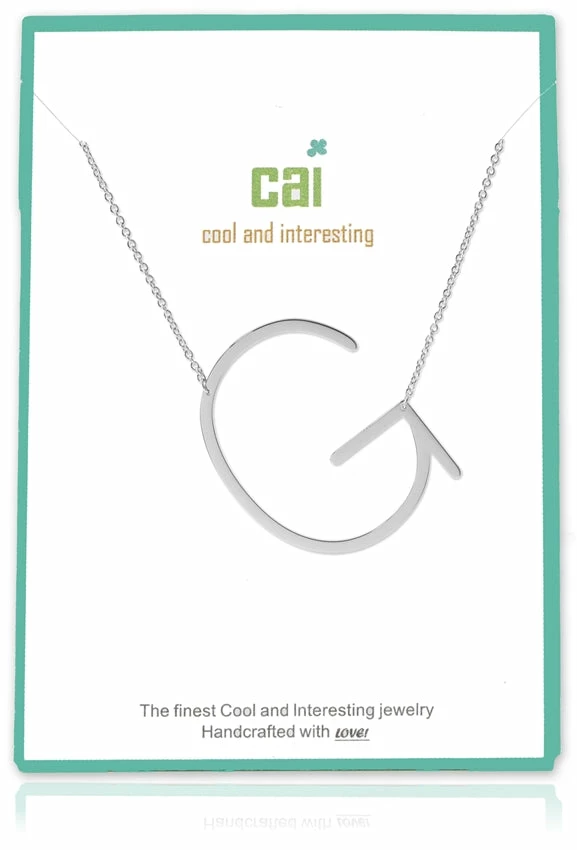 CAI Jewelry Silver Medium Sideways Initial Necklace