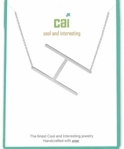 CAI Jewelry Silver Medium Sideways Initial Necklace