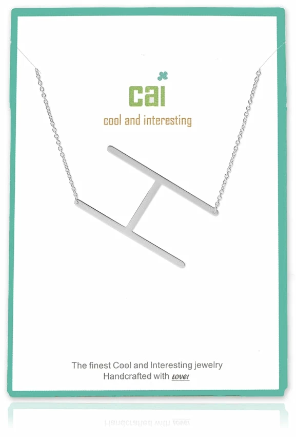 CAI Jewelry Silver Medium Sideways Initial Necklace