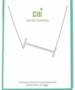 CAI Jewelry Silver Medium Sideways Initial Necklace