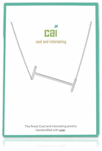 CAI Jewelry Silver Medium Sideways Initial Necklace