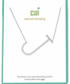 CAI Jewelry Silver Medium Sideways Initial Necklace