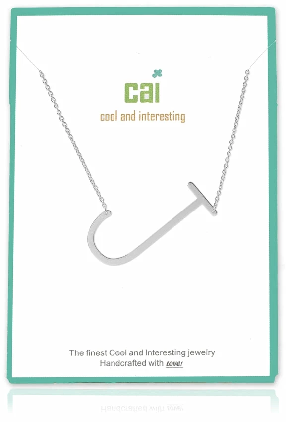 CAI Jewelry Silver Medium Sideways Initial Necklace