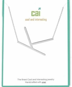 CAI Jewelry Silver Medium Sideways Initial Necklace