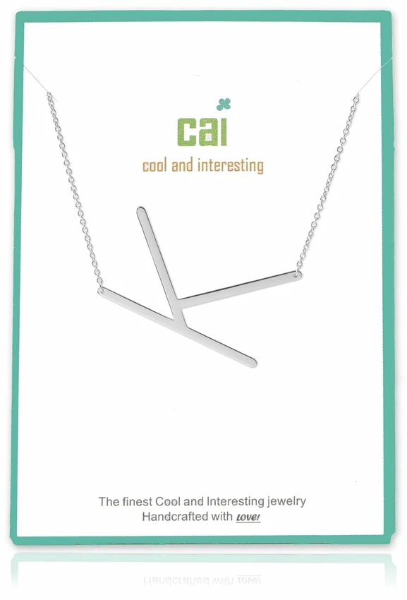 CAI Jewelry Silver Medium Sideways Initial Necklace