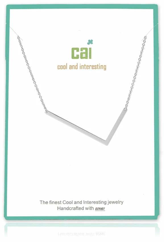 CAI Jewelry Silver Medium Sideways Initial Necklace