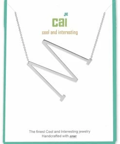 CAI Jewelry Silver Medium Sideways Initial Necklace