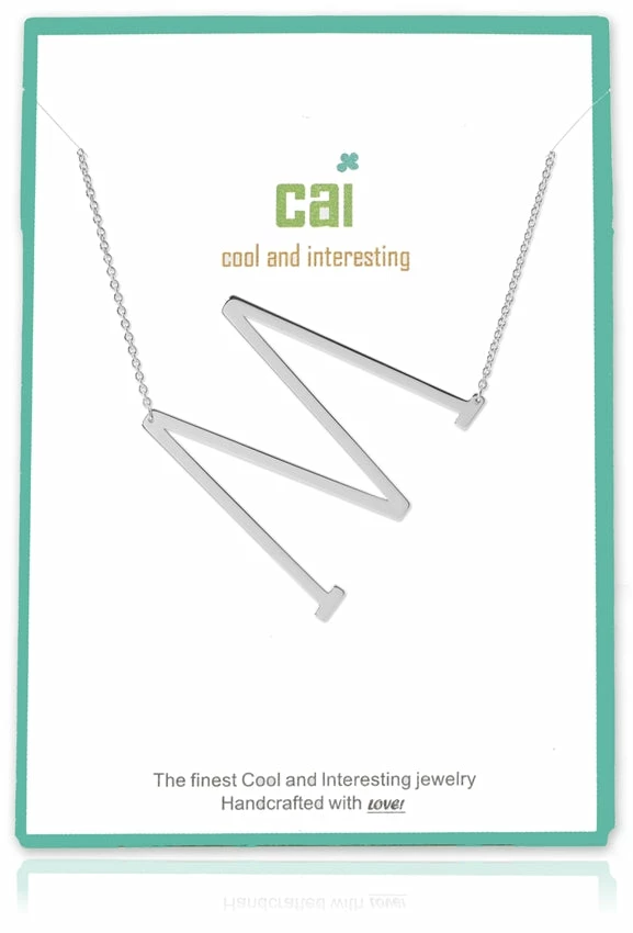 CAI Jewelry Silver Medium Sideways Initial Necklace