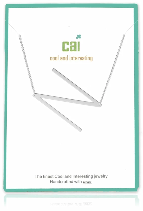 CAI Jewelry Silver Medium Sideways Initial Necklace