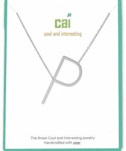 CAI Jewelry Silver Medium Sideways Initial Necklace