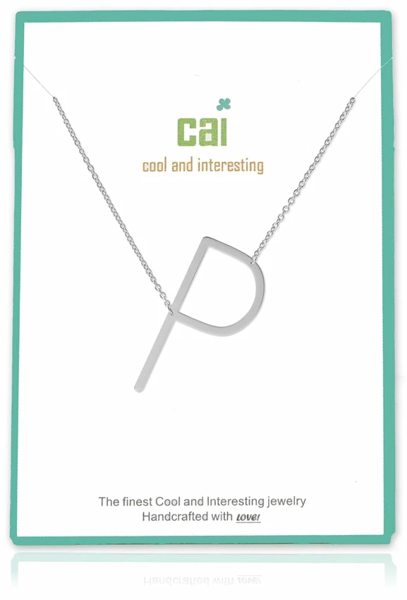 CAI Jewelry Silver Medium Sideways Initial Necklace