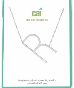 CAI Jewelry Silver Medium Sideways Initial Necklace