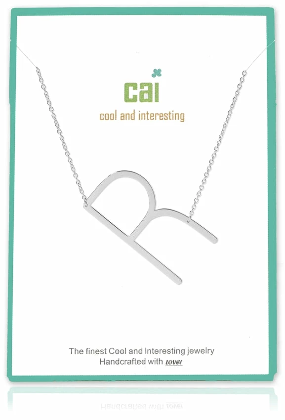 CAI Jewelry Silver Medium Sideways Initial Necklace