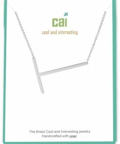CAI Jewelry Silver Medium Sideways Initial Necklace
