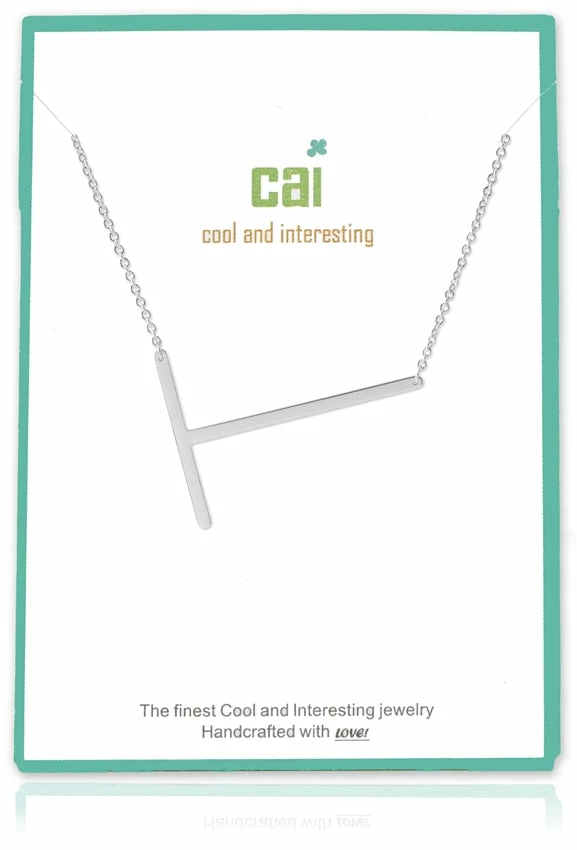 CAI Jewelry Silver Medium Sideways Initial Necklace