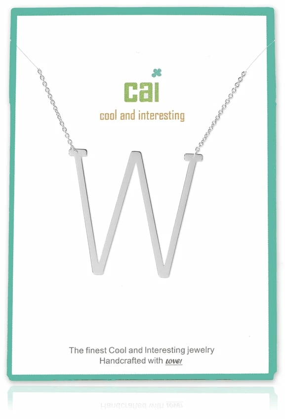 CAI Jewelry Silver Medium Sideways Initial Necklace