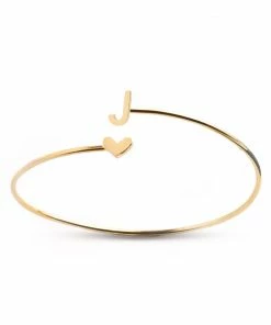 CAI Gold Heart + Initial Bangle Jewelry