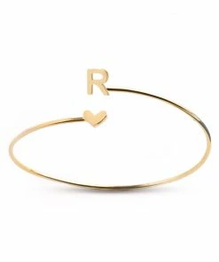 CAI Gold Heart + Initial Bangle Jewelry