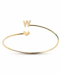 CAI Gold Heart + Initial Bangle Jewelry