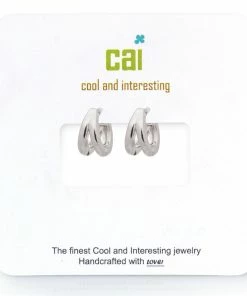 CAI Jewelry Silver Plain Smooth Split Huggie Earrings