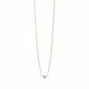 CAI Gold Chain-link Square Aquamarine Layering Necklace Jewelry