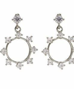 CAI Silver Circle Of Sparkling Delicate Sparkling Earrings