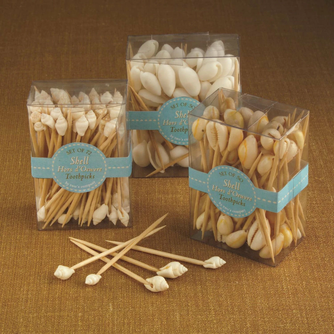 Two's Company Seashell Hors D'Oeuvre Picks In Gift Box Tabletop