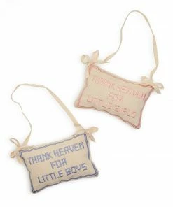 Two's Company Thank Heaven Embroidered Pillow Door Hanger Dècor