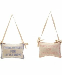 Two's Company Thank Heaven Embroidered Pillow Door Hanger Dècor